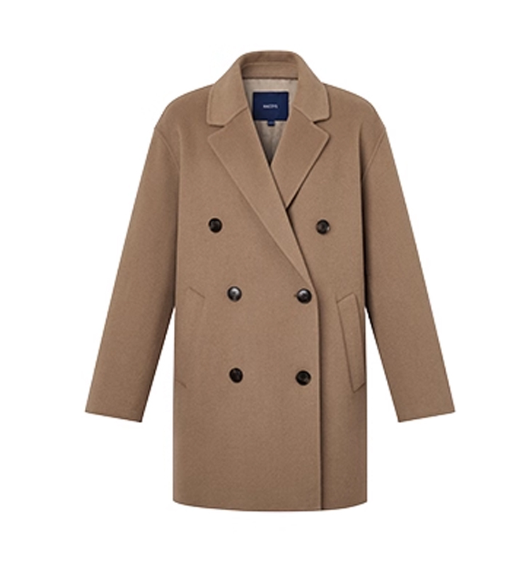 Hazzys哈吉斯中长款宽松大衣女士英伦风休闲时尚外套