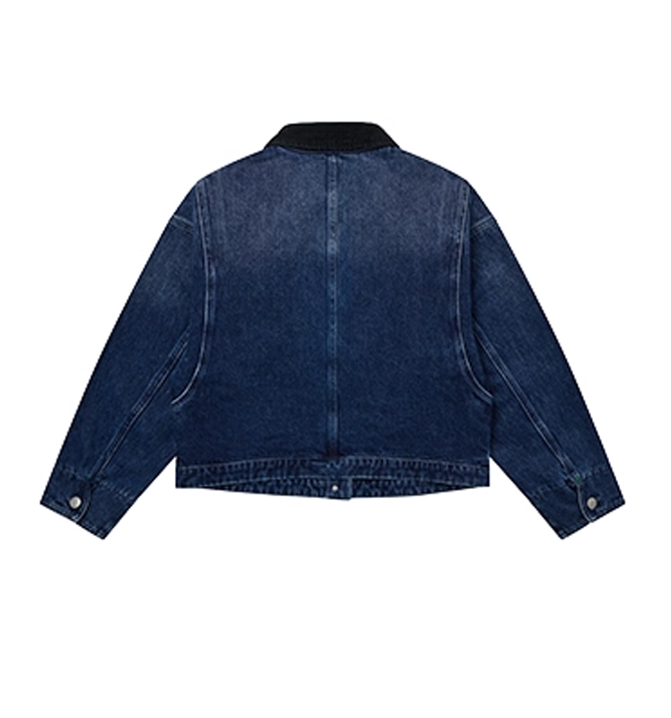 Hazzys哈吉斯牛仔夹克女时尚宽松复古灯芯绒拼接外套