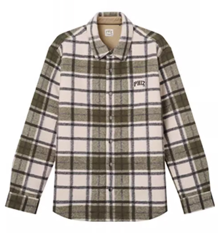 Hazzys哈吉斯宽松休闲男士格子衬衫挺括通勤上衣外套