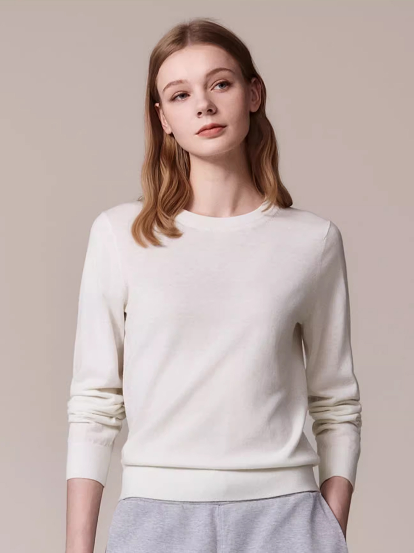 Hazzys哈吉斯针织衫女纯色打底衫时尚休闲通勤上衣