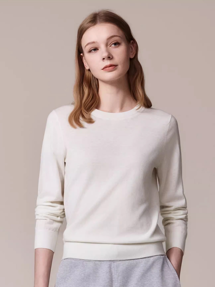 Hazzys哈吉斯针织衫女纯色打底衫时尚休闲通勤上衣