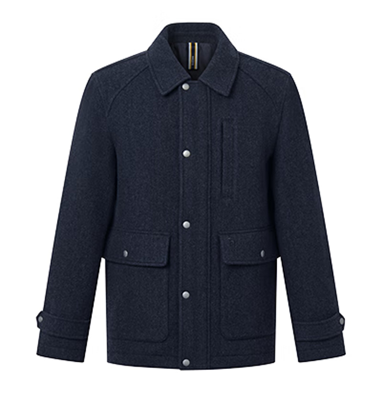 新品【羊毛/羊绒】夹克式毛呢大衣男ABSZH0CDH33 藏青色NV