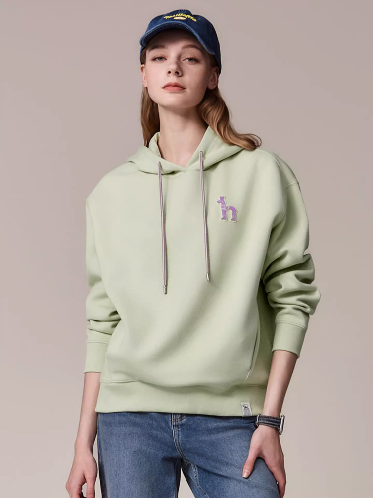 Hazzys哈吉斯连帽卫衣女秋冬宽松通勤休闲上衣时尚潮流长袖T恤