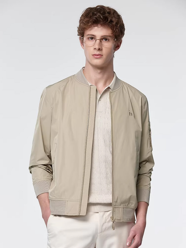 HAZZYS哈吉斯春款休闲男装通勤夹克外套时尚简约上衣