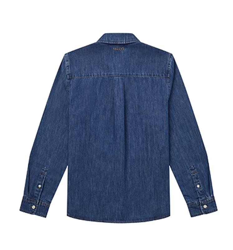 Hazzys哈吉斯牛仔衬衫女秋季复古水洗宽松外套纯棉休闲通勤上衣