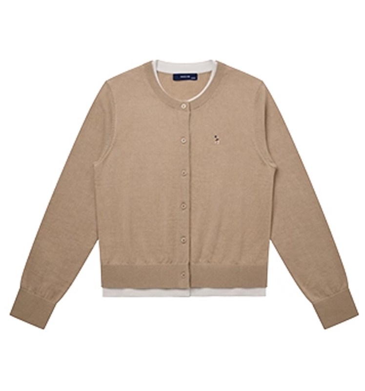 Hazzys哈吉斯针织羊毛开衫女假两件毛衣外套舒适上衣