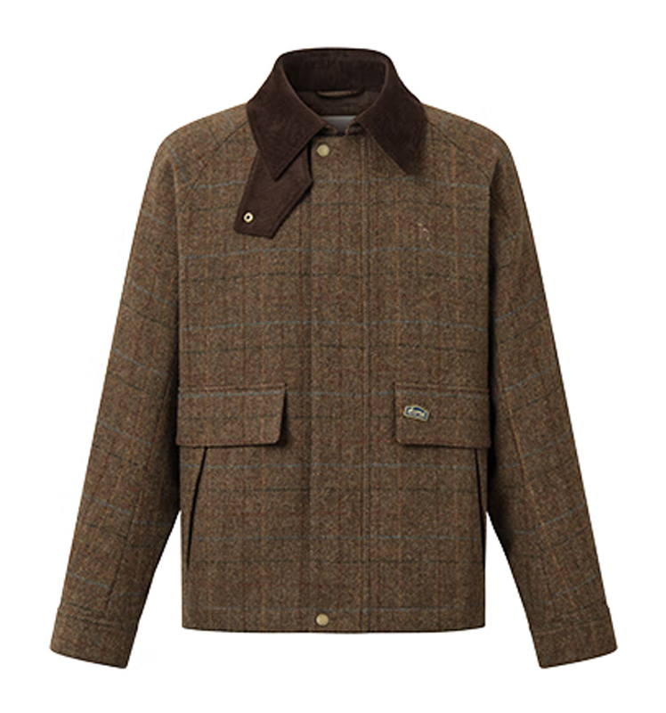 新品灯芯绒领粗纺羊毛夹克毛呢大衣男ASVZU0CDU23 棕色BW