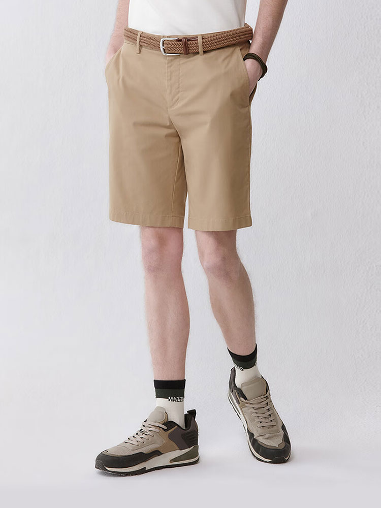 2024夏季新款男裤子五分裤纯色简约通勤短裤男ACDZP0BBF61 米色BI