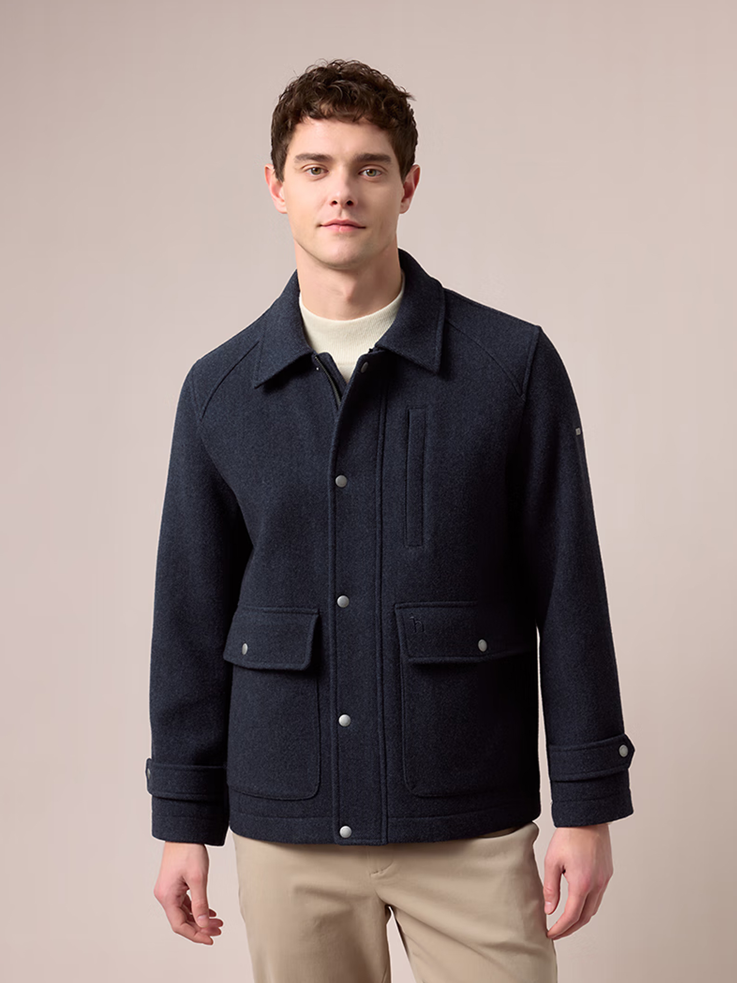 新品【羊毛/羊绒】夹克式毛呢大衣男ABSZH0CDH33 藏青色NV