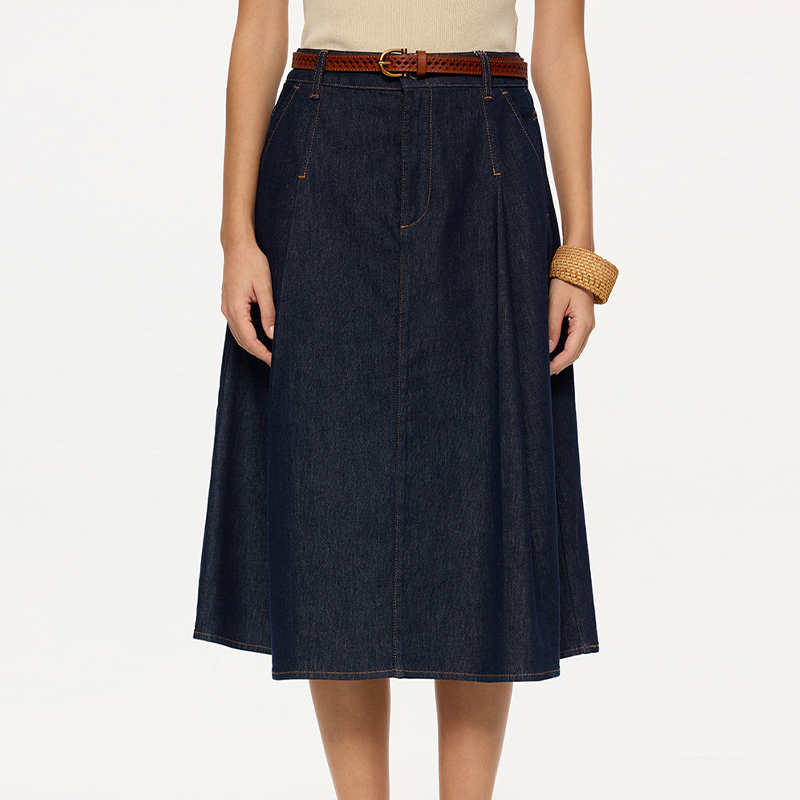 【商场同款】Hazzys哈吉斯2026春夏新品女士时尚中长款A摆半身裙