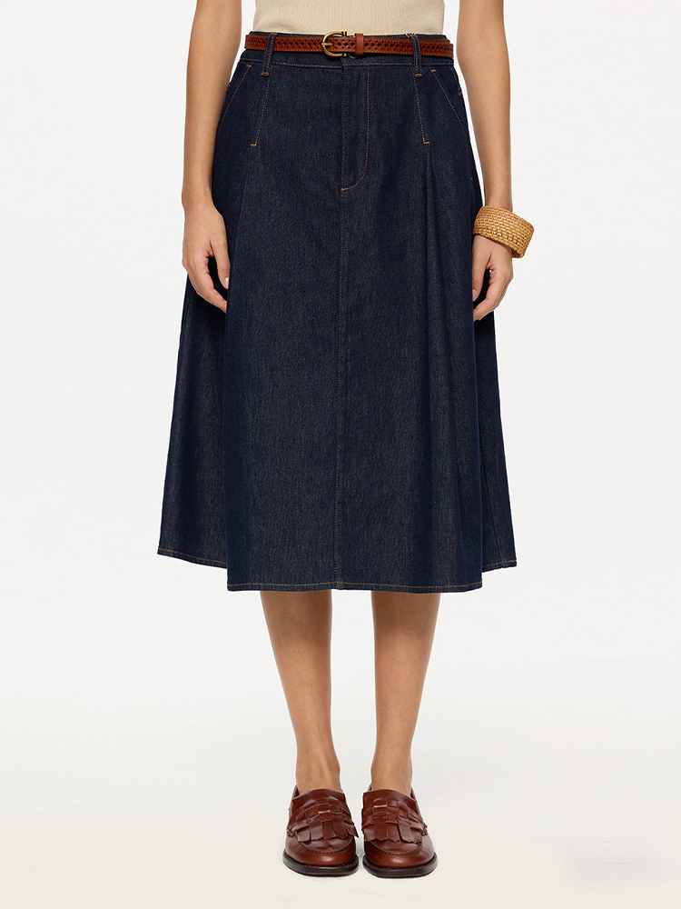 【商场同款】Hazzys哈吉斯2026春夏新品女士时尚中长款A摆半身裙