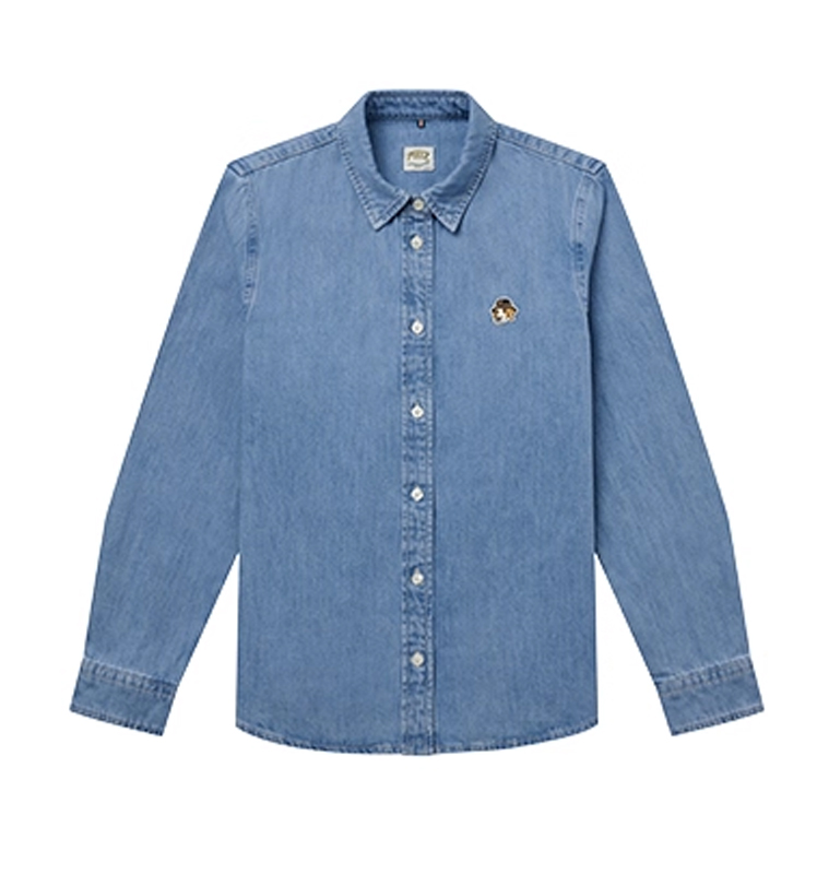 Hazzys哈吉斯牛仔衬衫女秋季复古水洗宽松外套纯棉休闲通勤上衣