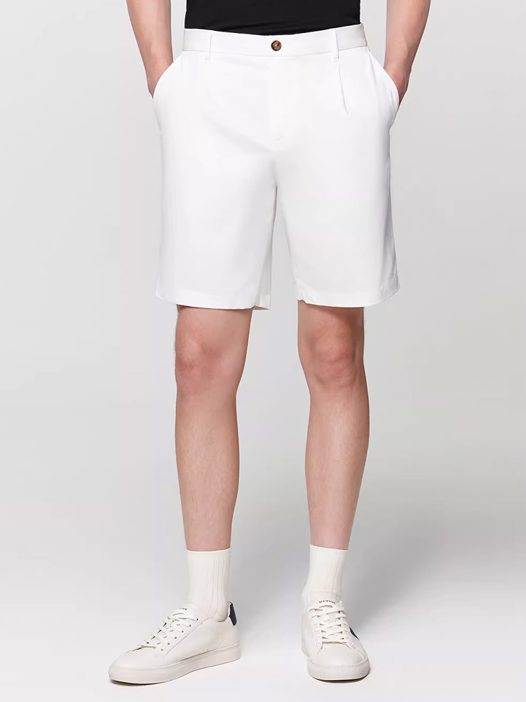 Hazzys哈吉斯休闲男装短裤时尚潮流通勤简约纯色下装