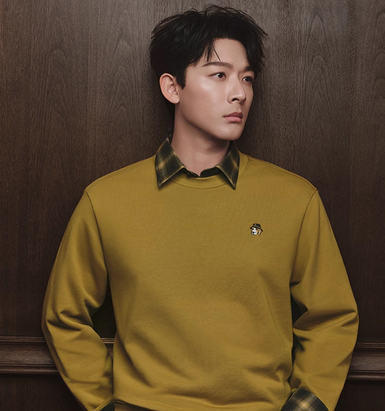 【张晚意明星同款】Hazzys哈吉斯男女款纯棉卫衣秋季圆领休闲上衣