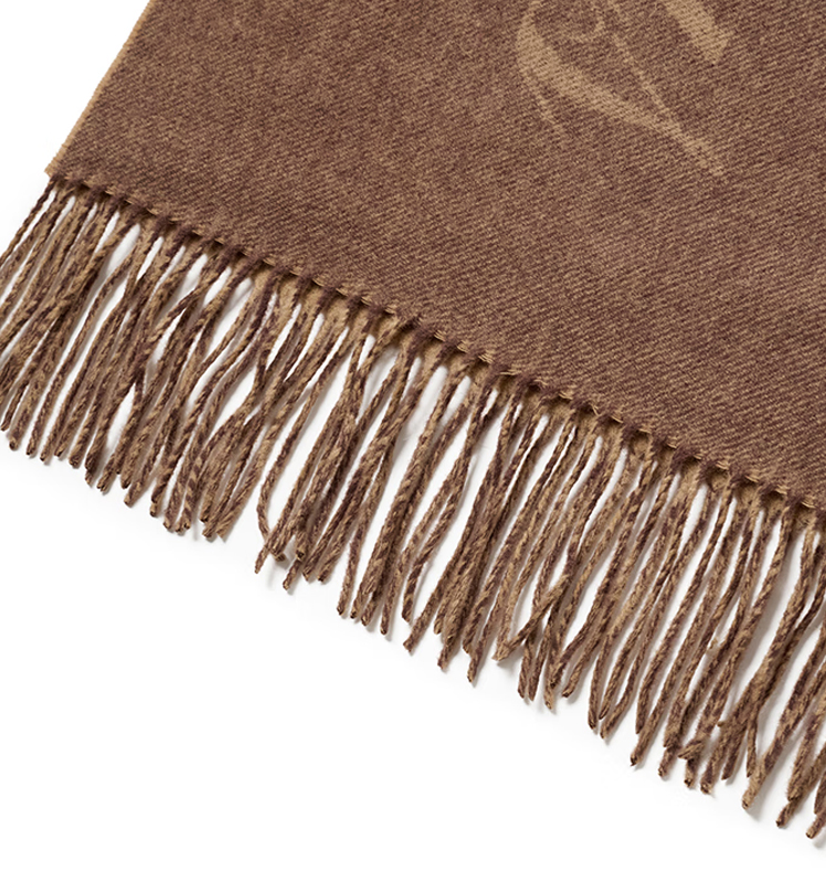 2025冬季新款围脖双面羊毛围巾男AAOZ1MCD047 深棕色DB 均码