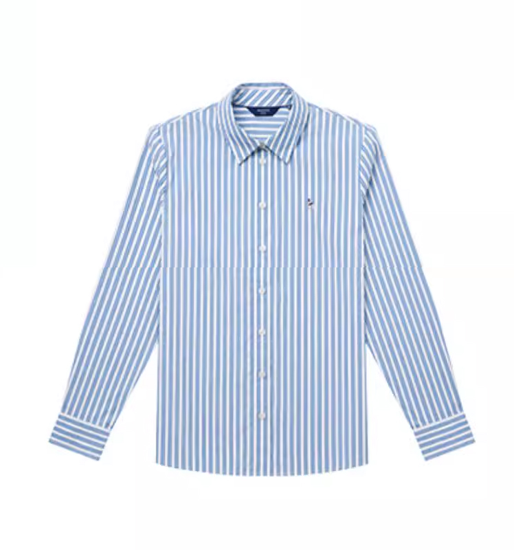 【贡缎衬衫】Hazzys哈吉斯长袖条纹衬衣女士秋季时尚休闲通勤上衣