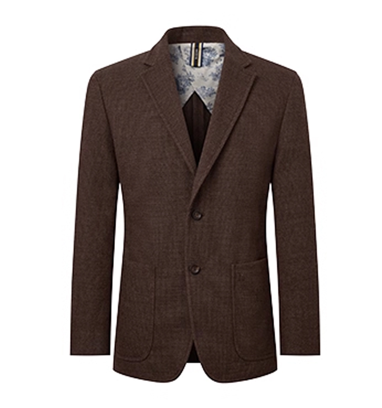 HAZZYS哈吉斯2025秋季新品男绵羊毛休闲西服外套上衣