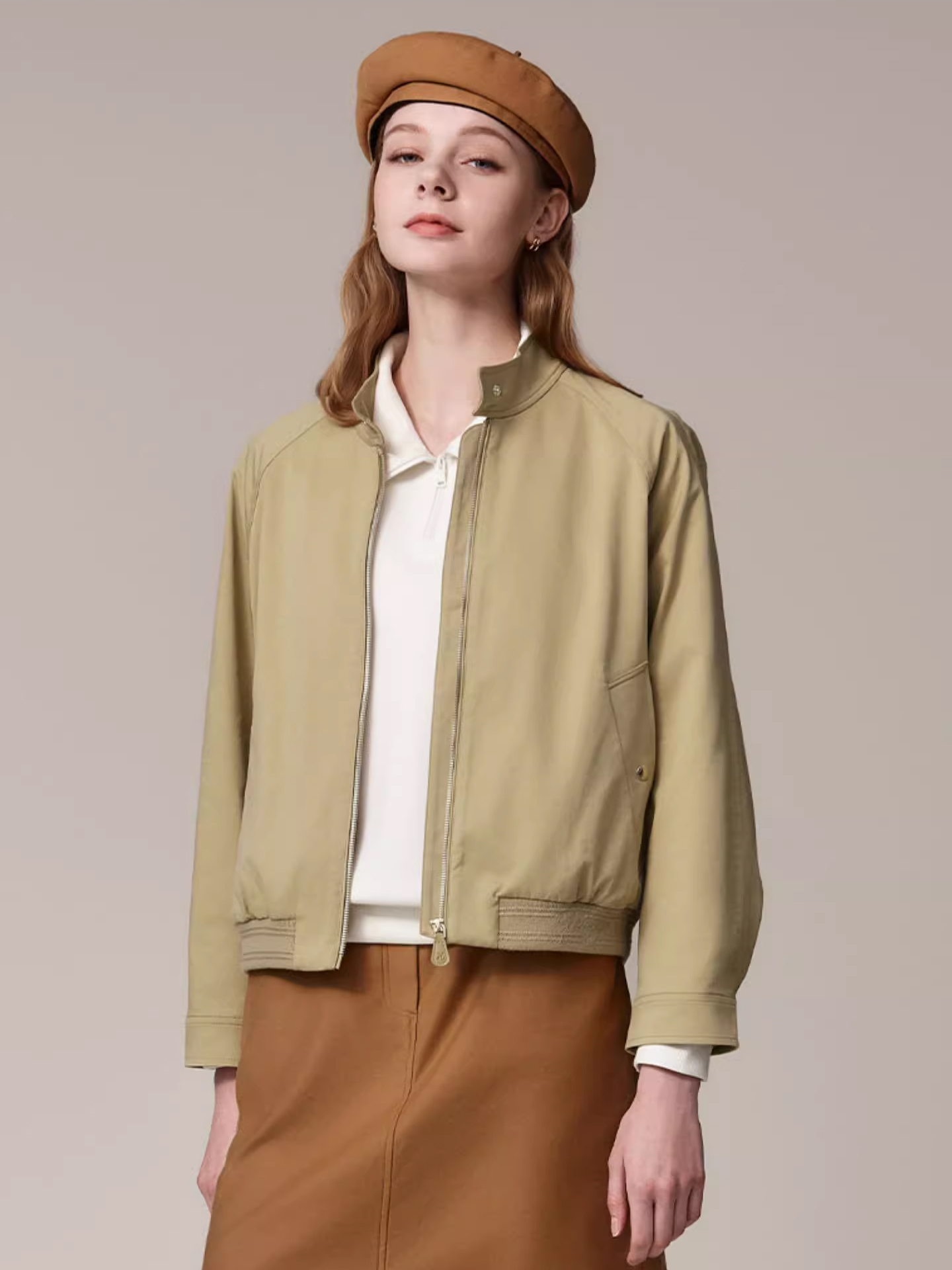 Hazzys哈吉斯时尚长袖夹克外套秋季女士休闲通勤上衣