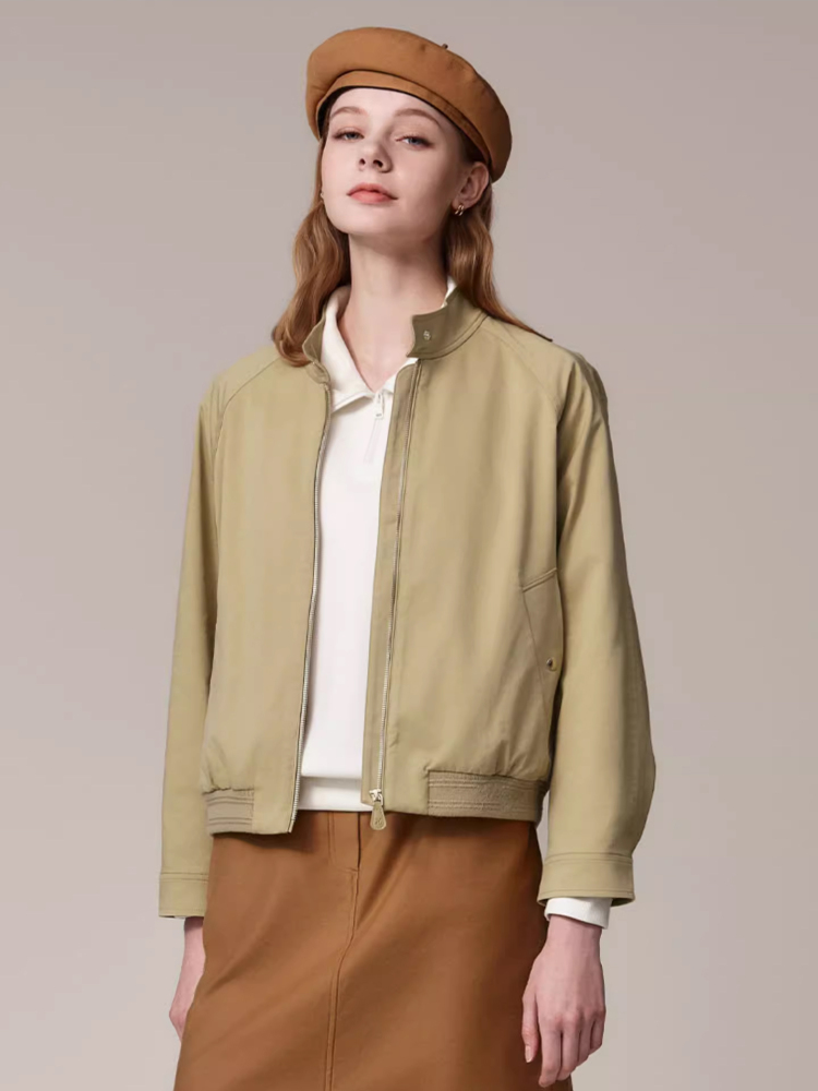 Hazzys哈吉斯时尚长袖夹克外套秋季女士休闲通勤上衣