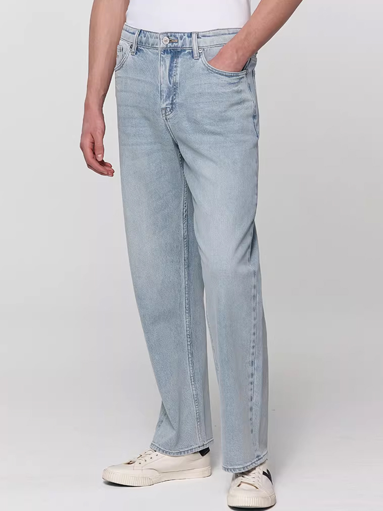 Hazzys哈吉斯春季男士潮流通勤长款牛仔裤长裤下装