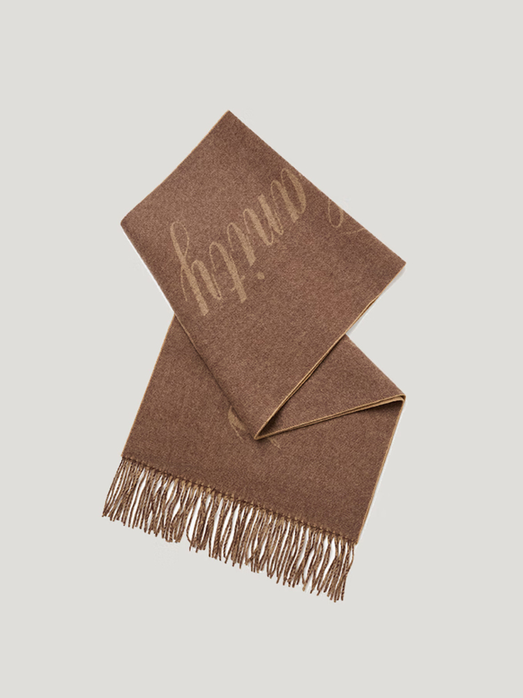 2025冬季新款围脖双面羊毛围巾男AAOZ1MCD047 深棕色DB 均码