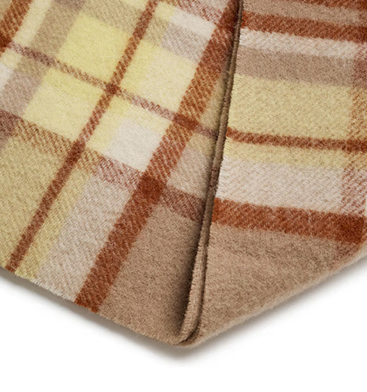 2025秋季新款女士撞色格纹羊毛保暖围巾女AAOS1FCC003 驼色CM 00