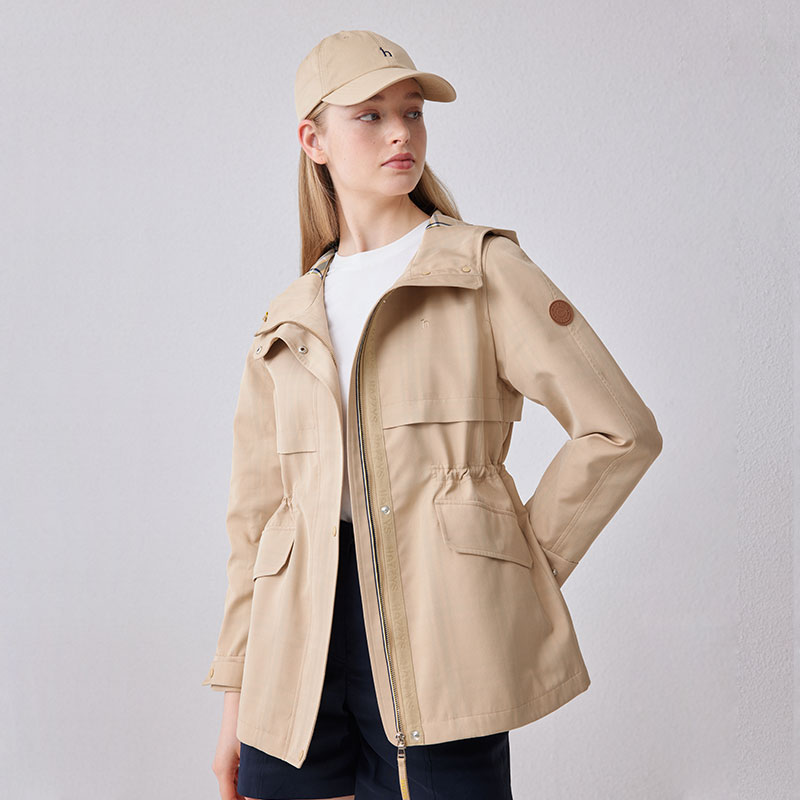 2024春季新款女士连帽标准型素色休闲夹克女ASVSU0BAU13 米色BI 