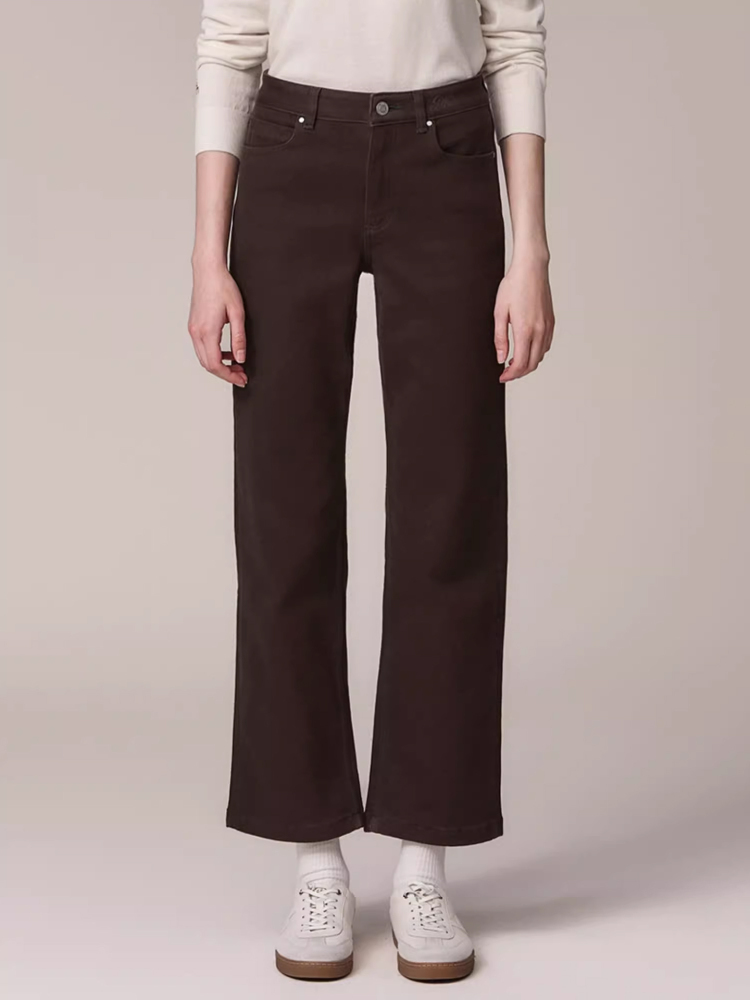 Hazzys哈吉斯通勤直筒磨毛牛仔长裤女士秋冬季休闲裤