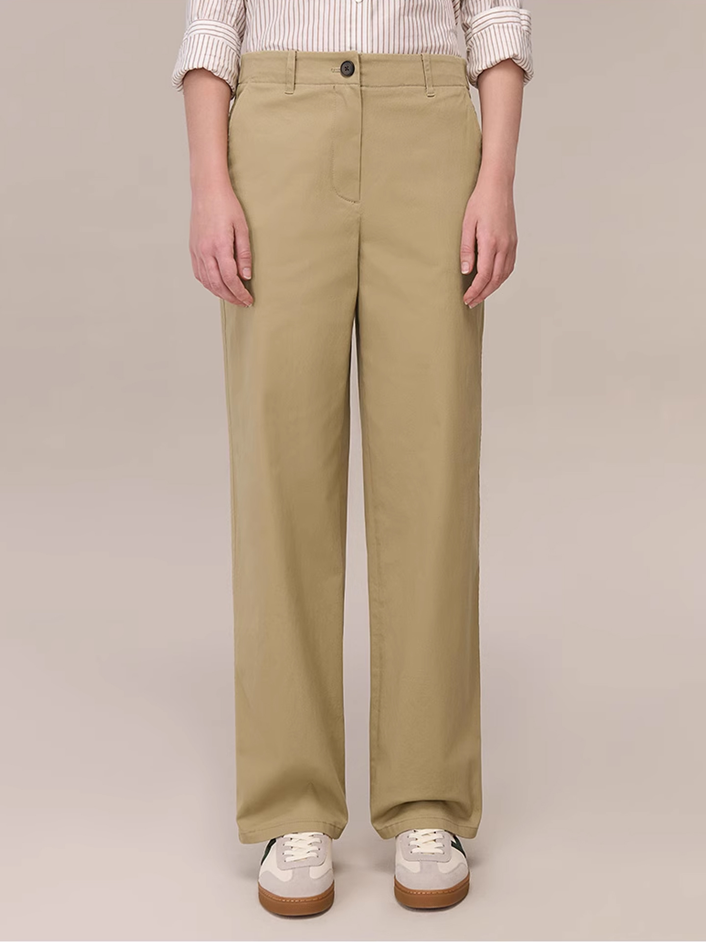 Hazzys哈吉斯宽松直筒休闲裤女时尚通勤简约微阔长裤