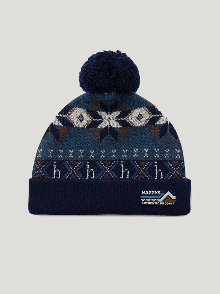 配饰 2025冬季新款男帽子HRC纯羊毛针织毛线帽男AAAZ1CCD007 墨水蓝IL 均码