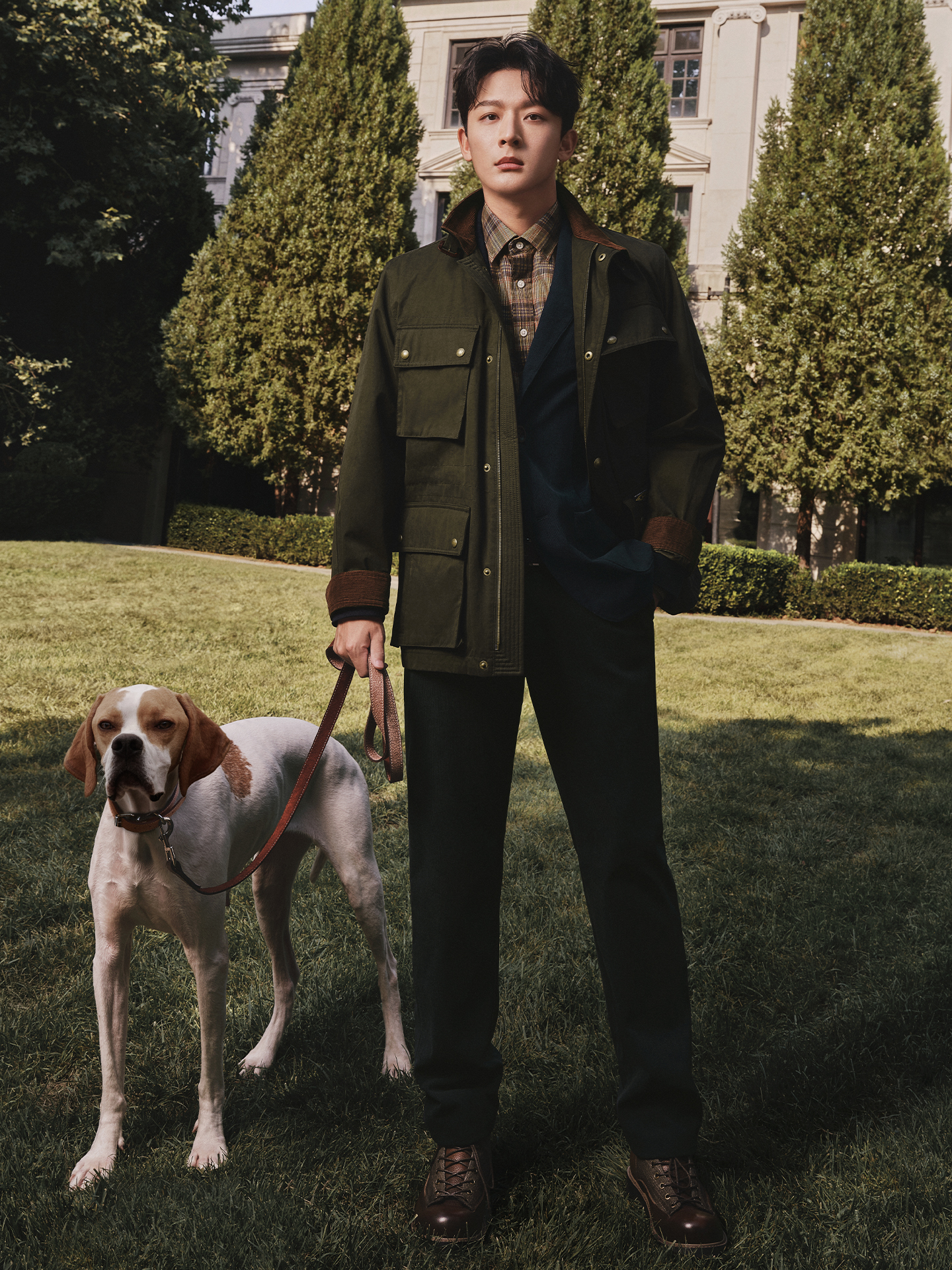 【张晚意明星同款】HAZZYS哈吉斯2025秋新品男休闲巴恩风夹克外套