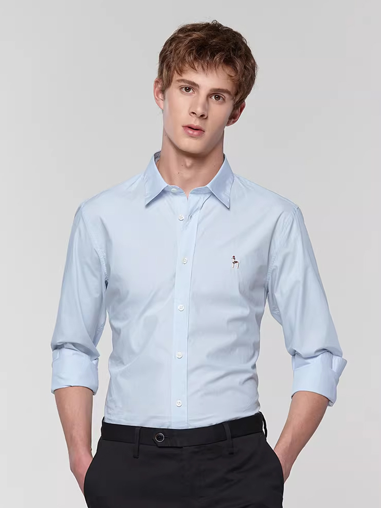 Hazzys哈吉斯春季男装休闲时尚长袖上衣纯棉衬衫上装