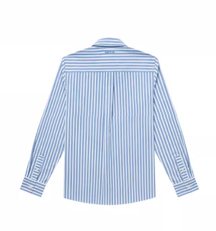 【贡缎衬衫】Hazzys哈吉斯长袖条纹衬衣女士秋季时尚休闲通勤上衣