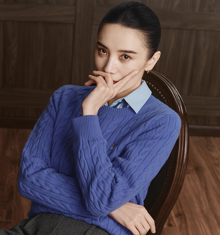 【宋佳明星同款】Hazzys哈吉斯绞花针织衫女秋冬休闲套头羊毛衫