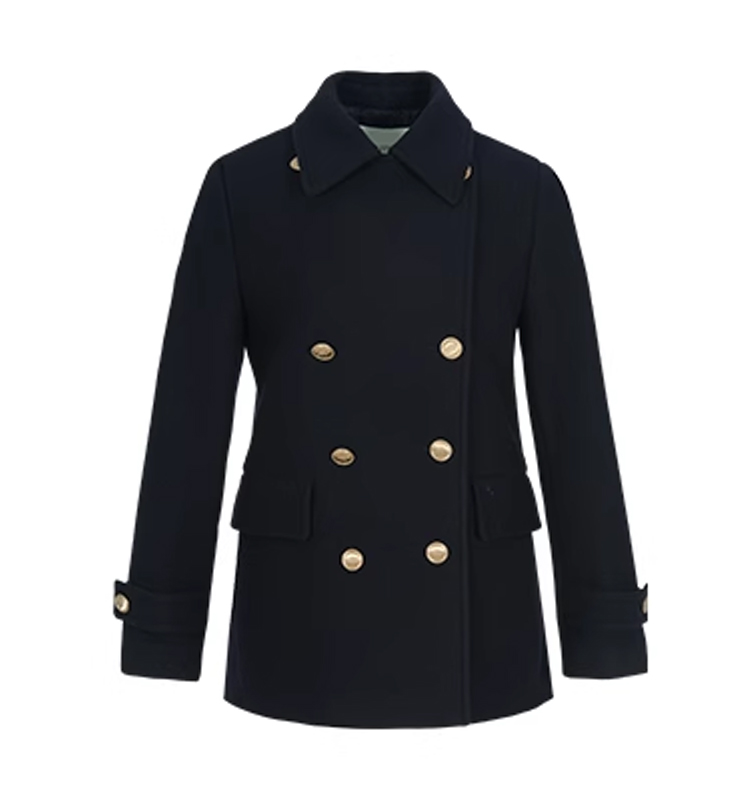 Hazzys哈吉斯简约时尚中长款羊毛大衣女士秋冬季舒适保暖毛呢外套