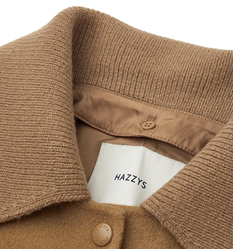 【雅丹风】Hazzys哈吉斯短大衣女秋冬时尚纯色简约夹克外套潮