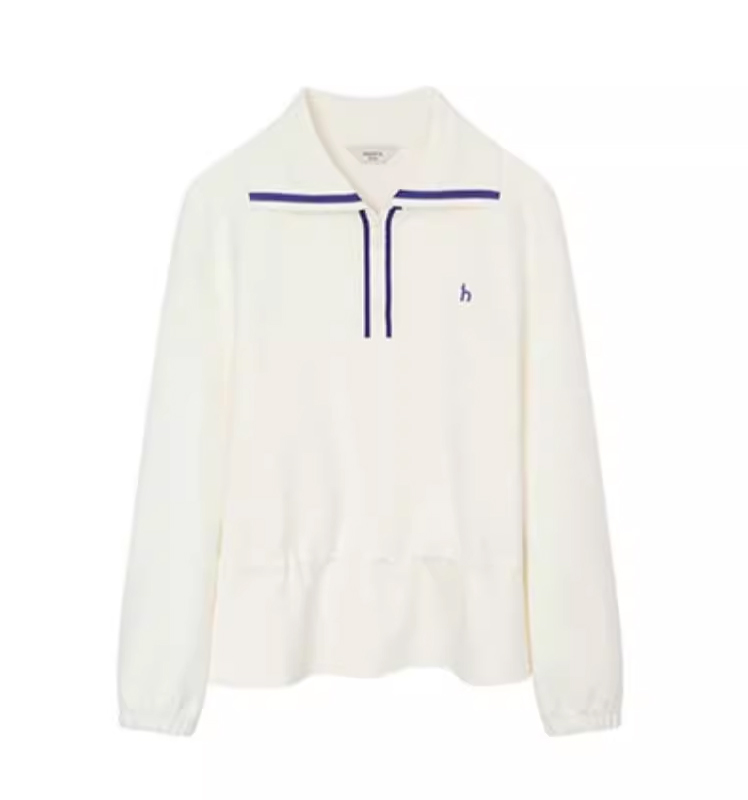 Hazzys哈吉斯宽松拉链半开襟卫衣女时尚通勤休闲上衣