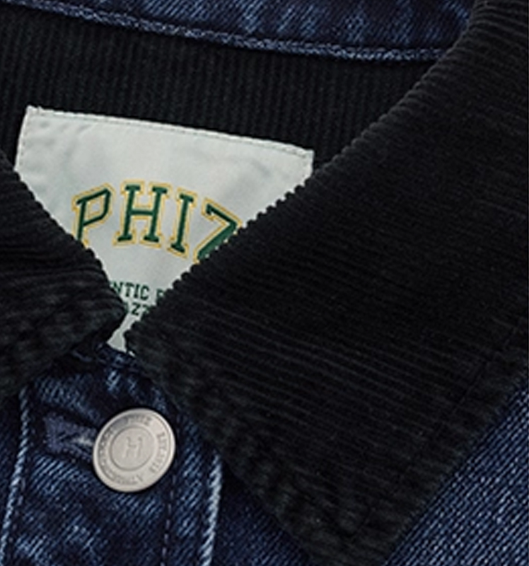 Hazzys哈吉斯牛仔夹克女时尚宽松复古灯芯绒拼接外套