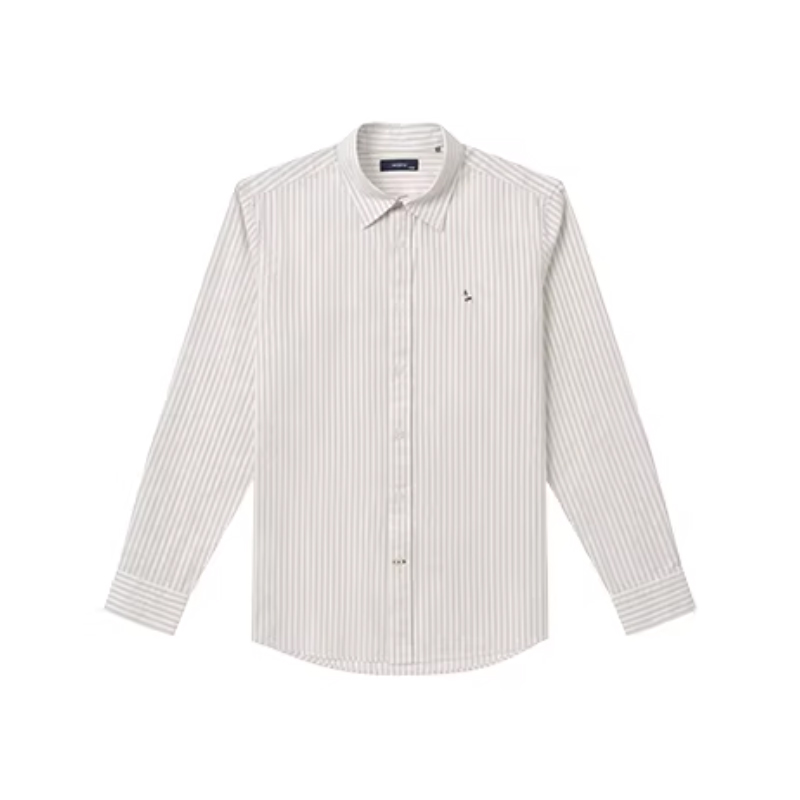 Hazzys哈吉斯男士纯棉条纹长袖衬衫休闲衬衣外套上衣