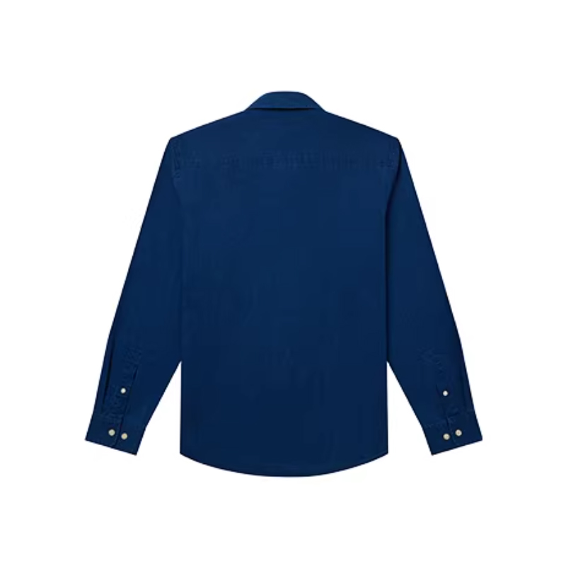 Hazzys哈吉斯男装春季经典合体蓝色牛仔衬衫复古休闲纯棉长袖上衣