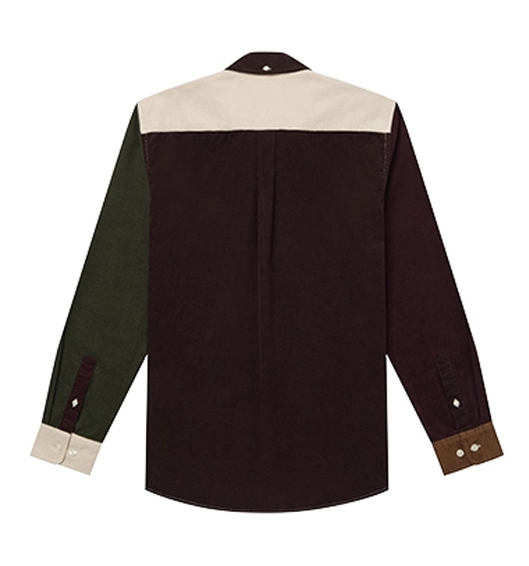 HAZZYS哈吉斯2025秋季新品男撞色拼接灯芯绒长袖衬衫