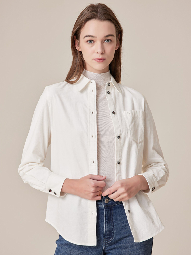 白色秋季新款女士衬衫外套休闲宽松衬衣