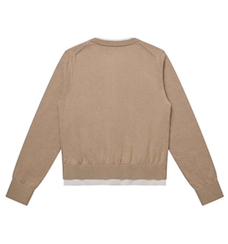 Hazzys哈吉斯针织羊毛开衫女假两件毛衣外套舒适上衣