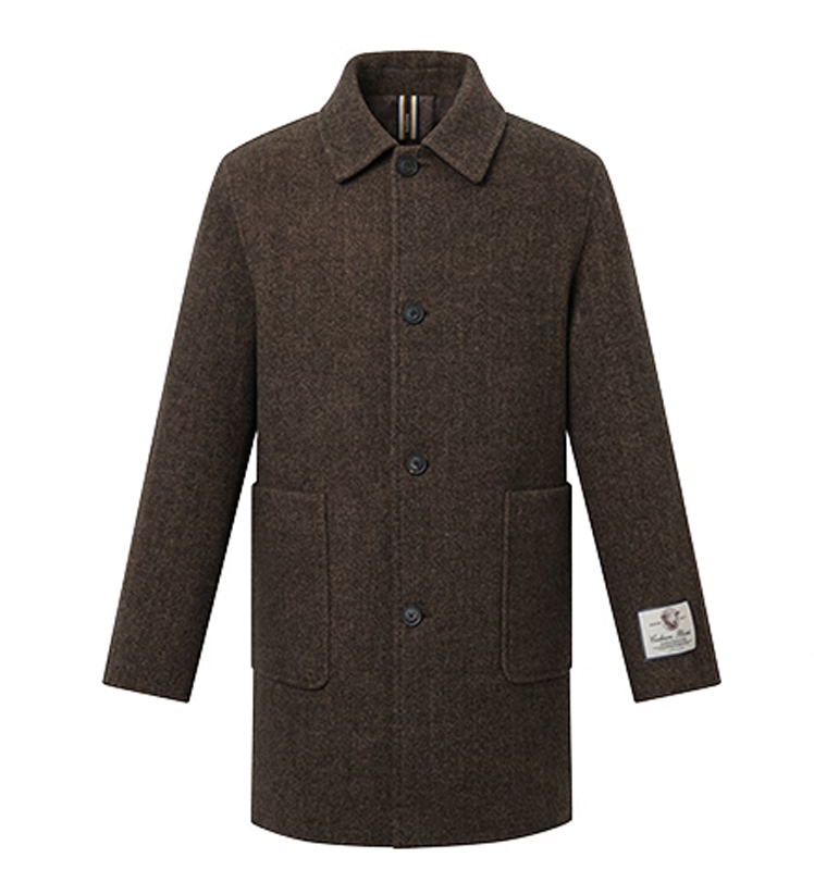 新品【羊毛/羊绒】中长款毛呢大衣男ABSZH0CDH25 棕色BW