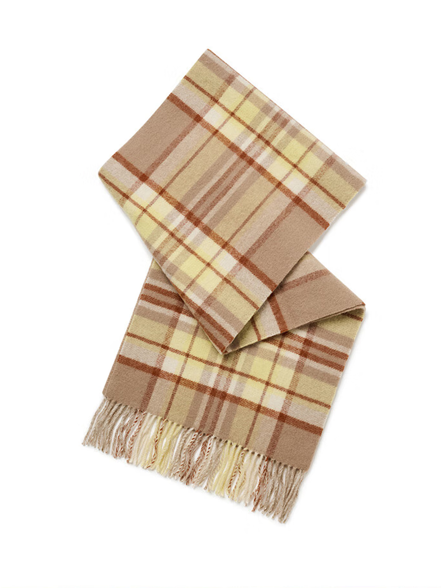 2025秋季新款女士撞色格纹羊毛保暖围巾女AAOS1FCC003 驼色CM 00