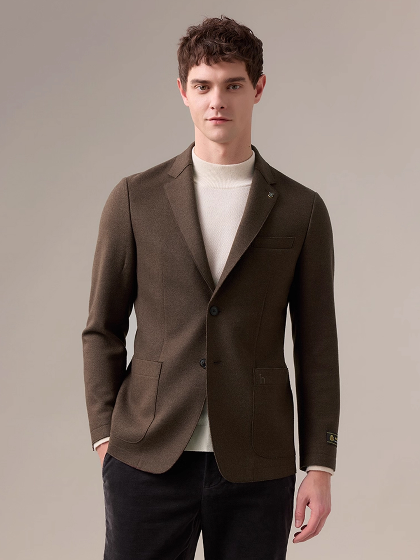 Hazzys哈吉斯男士羊毛混纺单西2025冬季新款西服外套