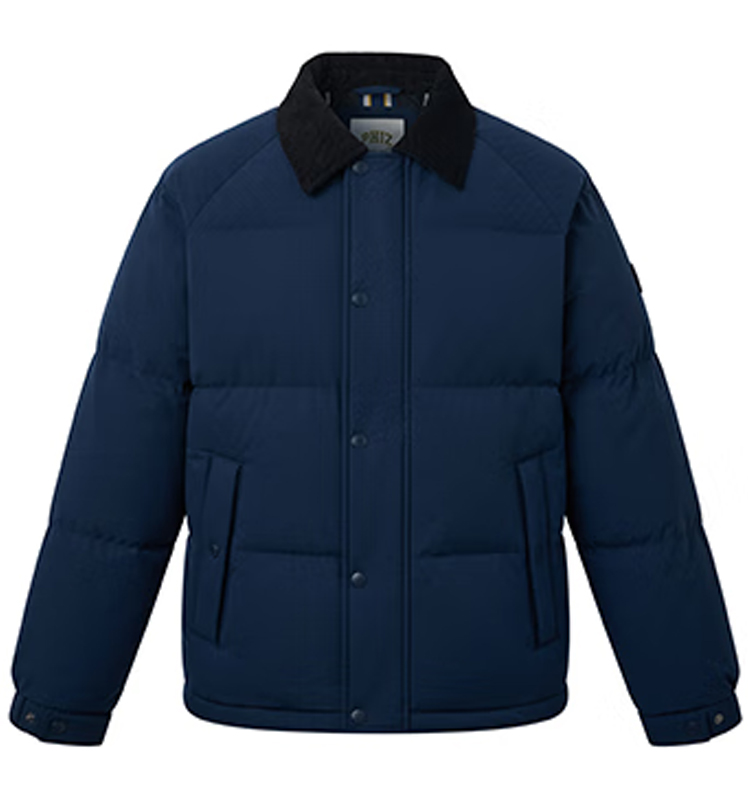 新款男士外套PHIZ系列面包服灯芯绒翻领羽绒服男 藏青色NV