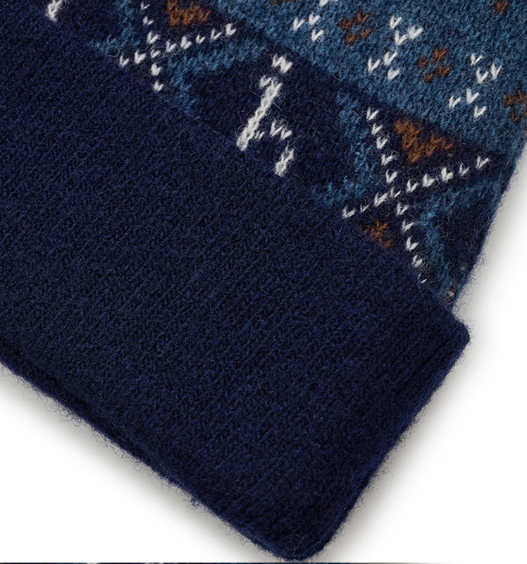 配饰 2025冬季新款男帽子HRC纯羊毛针织毛线帽男AAAZ1CCD007 墨水蓝IL 均码