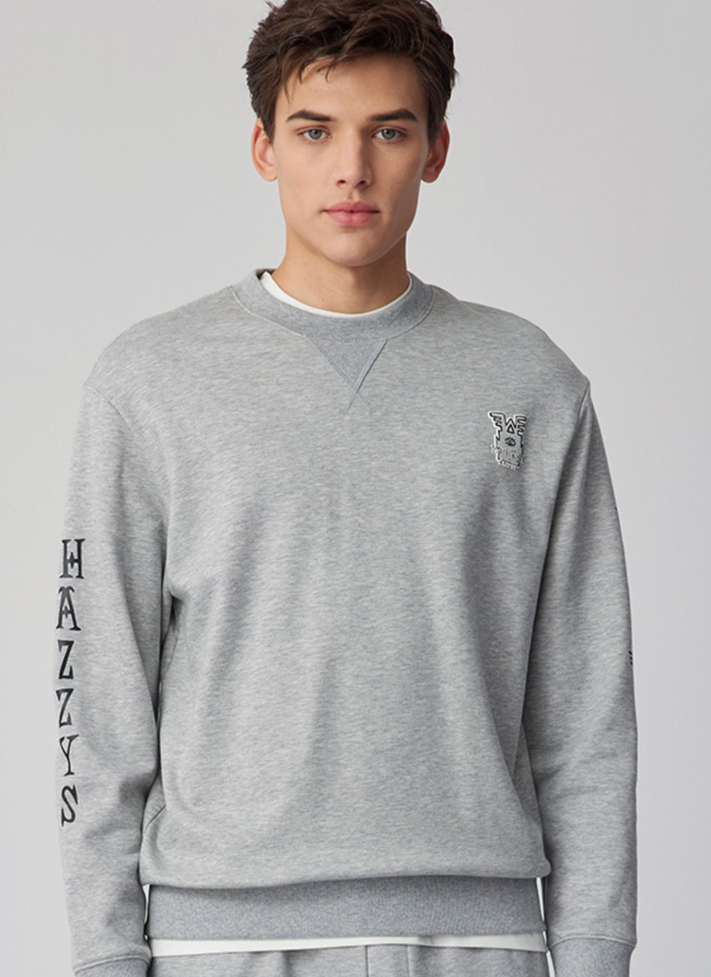 HAZZYS x MARK WIGAN 联名卫衣哈吉斯男士宽松圆领套头长袖T恤男