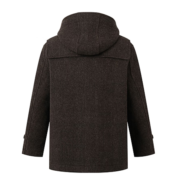 新品【羊毛】连帽牛角扣毛呢大衣男ABSZH0CDH26 棕色BW